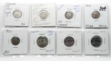 9 Canada 5 Cent: 5 Silver (1900 Oval 0 AU, 2-1900 Round 0 VF & AU clea, 1905 AU clea, 1906 CH BU ton