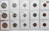 1951 PDS Unc/BU Year Set, 15 Coins in 2x2