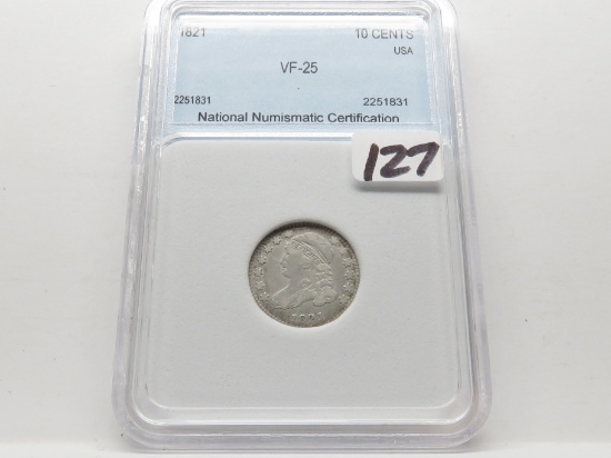 Capped Bust Dime 1821 NNC VF
