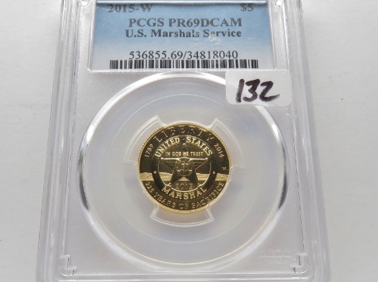 US Marshals Service $5 Gold 2015-W PCGS PR69DCAM (Only 24,958 minted)