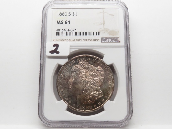 Morgan $ 1880S NGC MS64 toning