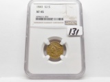 Liberty Head Gold $2 1/2 Quarter Eagle 1843 NGC XF45
