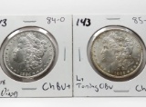 2 Morgan $: 1884-O CH BU+ (rev. rim ding) & 1885-O (Lite obv. Toning) CH BU