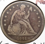 Seated Liberty $ 1841 F/VF (Initials in fields)