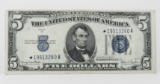 $5 Silver Certificate 1934D STAR, SN*19513260A, EF