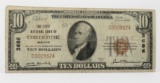 $10 National 1929, 1st Natl Bank Chillicothe MO, CH3686, SN C000982A, Fine