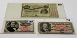 Confederate Era Currency: 1873 Louisiana Baby Bond with 4 Coupons; 2 AU Fractional (25 Cent 1874, 50