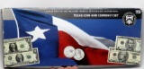 2003 Texas Coin & Currency Set boxed, includes CH CU $1, $2 Star, $5, $10 with matching SN K00002768