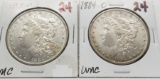 2 Morgan $ Unc: 1883-O, 1884-O