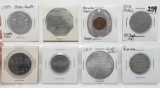 8 Aluminum Vintage Tokens, no repeat (Union Pacific, Soap, Air Mail, Lucky Penny, Chevy, Coffee, 191