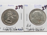 2 Commemorative Half $ AU ?lightly cleaned: 1920 Pilgrim, 1936 Arkansas Robinson