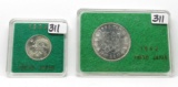 1964 Japan 2 Coin Olympic Issue BU in holders: 100, 1000 Yen