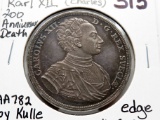 Sweden Charles XII Silver Commemorative 1918 by Kulle, AA782, attractive toning