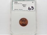 Lincoln Cent 1995 DDO PCI MS Red, green label