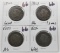 4 Large Cents: 1822 G, 1823 AG ?3/2, 1824 AG, 1826 G/AG