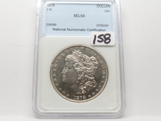 Morgan $ 1878 NNC Mint State 7 tail feather