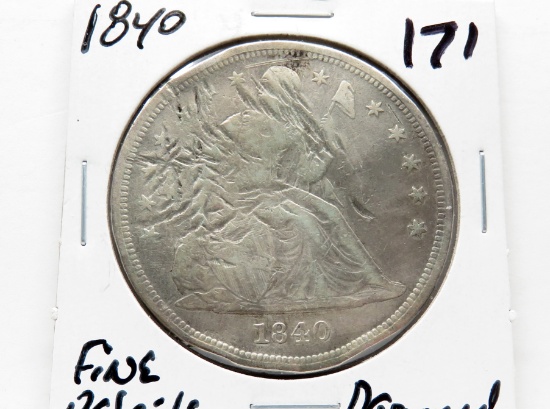 Seated Liberty $ 1840 Fine Details (Damaged)