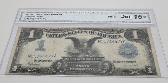 $1 Silver Certificate 1899 "Black Eagle", FR236, SN N55744477A, CGA Fine 15