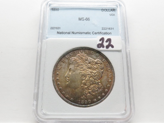 Morgan $ 1890 NNC MS obv toned