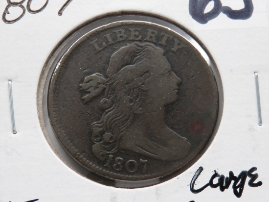Draped Bust Large Cent 1807 large fraction Fine