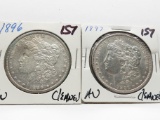 2 Morgan $ AU Cleaned 1896 & 1897