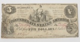 $5 Confederate Note 1861, No.231694, CS# 36, VF with few edge blemishes