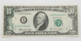 $10 FRN ERROR 1974, SN A57121549C, Reverse Transfer, CH CU