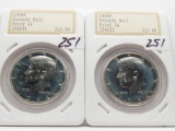 2 Kennedy Half $ 1964-P Proof Hanes Tulving boxes