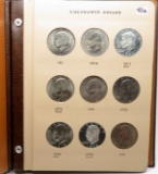 Dansco Eisenhower $ Album, 32 Coins, 1971-1978S including PF only issues, BU & PF, some toning
