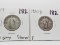 2 Standing Liberty Quarters: 1919 F obv gouge ?clea, 1920D F better date