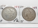 2 Morgan $: 1878 7TF 3rd rev VF, 1878S EF