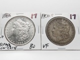 2 Morgan $: 1896 BU cheek scrape, 1900S VF