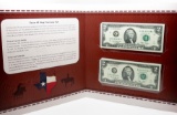 BEP 2016 Texas $2 Step Currency Set (2-$2 CH CU Notes with matching SN)