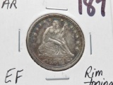 Seated Liberty Quarter 1874 Arrows EF lightly cleaned rim toning