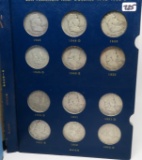 Franklin Half $ Whitman album 32 coins Average Circulated missing 1953; 55; 59