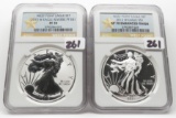 American Silver Eagle set 2013-W West Point NGC SP70 & PR70  PERFECT