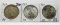 3 Peace $: 1922 VF, 1923 AU, 1923 Unc bag marks