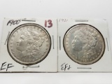 2 Morgan $: 1900 EF, 1921 EF+