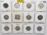 12 Standing Liberty Quarters avg G-VG few cleaned: 1925, 26, 27D, 2-28, 28D, 2-29, 29DS, 30PS