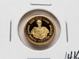 German 14KT Gold Token, 1/20 tr oz, Julius Caesar obv/chest rev
