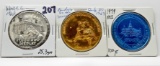 3 Medals/So Called $: 1962 Seattle World's Fair $1000,000 Display 25.3gm; 1969 Apollo 11 Moon Landin