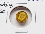 1865 Mexico 10mm .5 Gold Wedding Token Peso