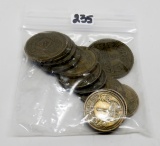 14 French Coins, 1920's-1941 (7-1 Franc, 6-2 fr, 1-5fr)