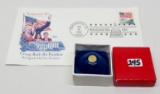 George W Bush 1989 Mini 24kt Gold Round .3gm boxed with Inauguration First Day Cover