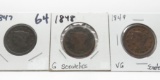 3 Large Cents: 1847 G, 1848 G scrs, 1849 VG scrs