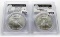 2 American Silver Eagles 2011 PCGS MS69; 1st Strike & Mercanti signed