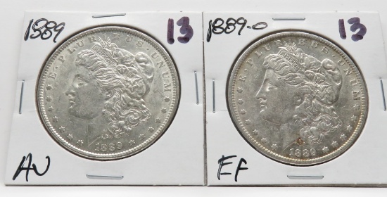 2 Morgan $: 1889 AU, 1889-O EF