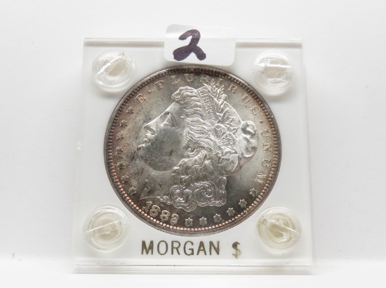 Morgan $ 1882S CH BU toning, Capitol Plastic