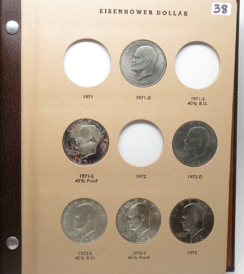 Dansco Eisenhower $ Album, 21 Coins, 1971D-78S, including some PF, 5-40% Silver