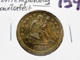 Contemporary Counterfeit Seated Quarter 1858, brassy color 5.5oz